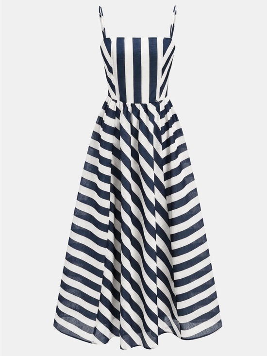 Commense Dresses & Skirts - Commense Navy & White Striped Spaghetti‑Strap Maxi Dress